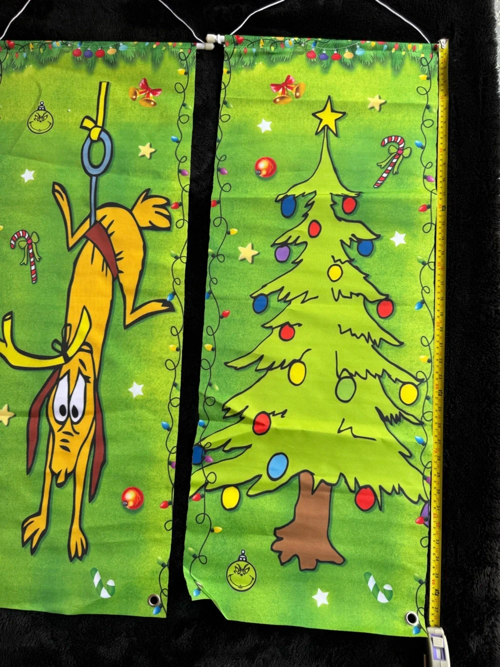 Green Dr. Seuss Who-ville Holiday Banner Panel - Pink Character & Yellow Dog